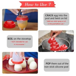 SILICONE EGG BOIL (SILICONA PARA HUEVO COCIDO) SET DE 6 PIEZAS (COOK TIME) - () 2