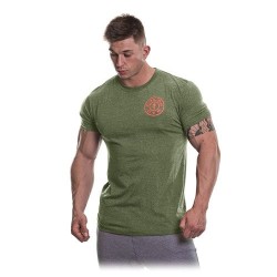 CAMISETA LOGO CHEST - LOGO EN EL PECHO HOMBRE COLOR ARMY/NARANJA (Gold's Gym)